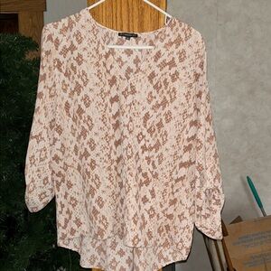 Adrianna Papell Beige and Brown Abstract Blouse